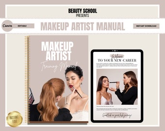 MUA Manual, Makeup Training Manual, Makeup Artist Training Guide, Makeup Course, Makeup Student, MUA Tutor, Edit in Canva