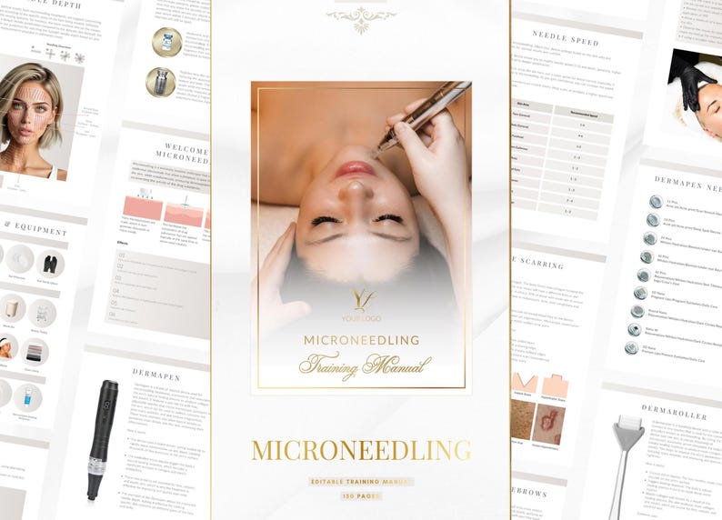 Microneedling Training Manual: Editable  Beauty Course Canva Template (Instant Download)