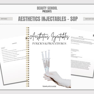 Aesthetics Injectables Policies & Procedures Manual, SOP, MedSpa, Policy, Cosmetic Injections, SOP Editable Canva Template