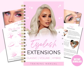 Lash Manual, Eyelash Training Manual, Classic, Volume, Hybrid, Lash Extensions, Eyelash Extension Student, Lash Certificate, Edit in Canva
