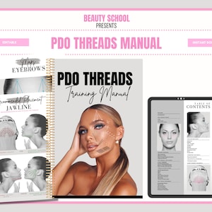 PDO Facial Threads Training Manual, Beginners Thread Lifts, PDO Training Guide, Training Course, Cosmetic Aesthetics, Editable Canva Manual