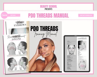 PDO Facial Threads Training Manual, Beginners Thread Lifts, PDO Training Guide, Training Course, Cosmetic Aesthetics, Editable Canva Manual