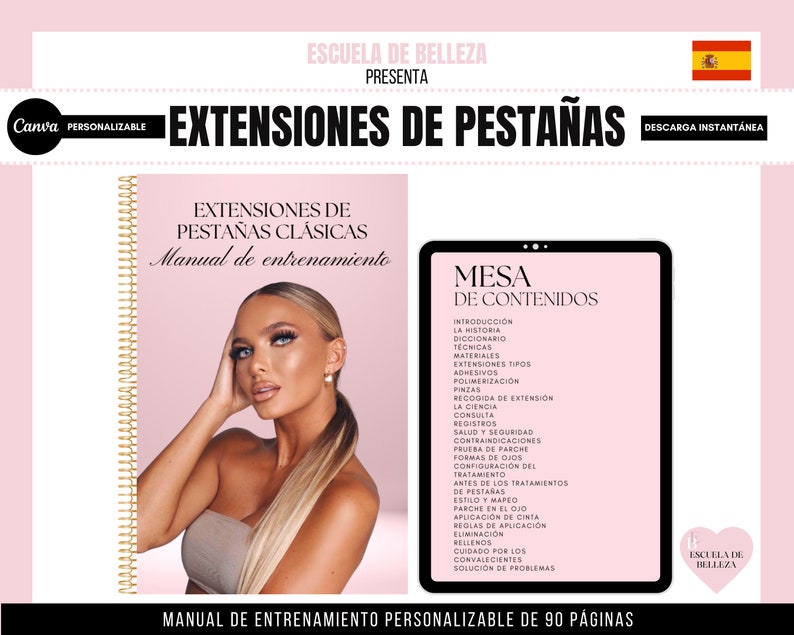 Spanish Lash Manual, Eyelash Extensions, Training Manual, Classic Lash