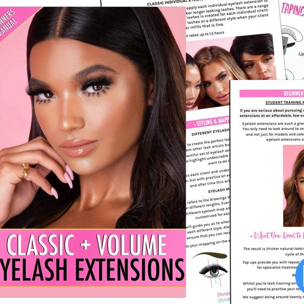 Lash Training Manual, Classic Eyelash Extensions, Guide, Eyelash Training, PDF, Editable,Student, Tutor, Learn, Teach, Microsoft Word