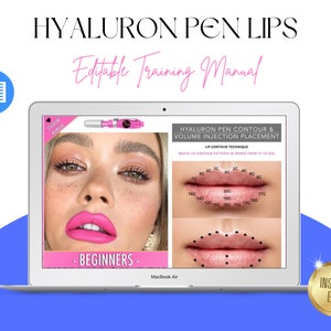 Hyaluron Pen Training Manual, Online Course, Student or Tutor, PDF, Lip Fillers, Aesthetician, Beauty School, Cosmetology, Microsoft Word
