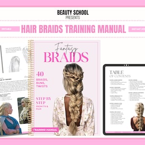 Hair Braids Training Manual, Fantasy Braids, TV, Movie, Braids Training, Hair Braiding Guide, Hair Course, Edit in Canva