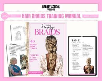Hair Braids Training Manual, Fantasy Braids, TV, Movie, Braids Training, Hair Braiding Guide, Hair Course, Edit in Canva