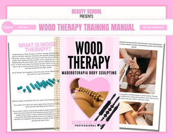 Trainingshandleiding voor houttherapie, Maderoterapia, Body Contouring, Body Sculpting, Trainingsgids, PDF eBook, Digitale download, Bewerken in Canva