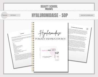 Hyaluronidase Policies & Procedures, Hyaluronidase, Policy Documents, Procedure Forms, Aesthetics Clinic Files, Injector Policy, Edit Canva