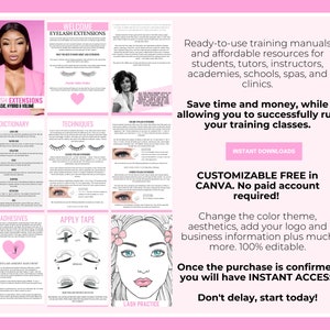 Lash Manual Custom, Canva Editable Training Manual, Classic, Volume, Hybrid, Eyelash Extensions Student, Tutor, Learn Teach, Your Lash Class