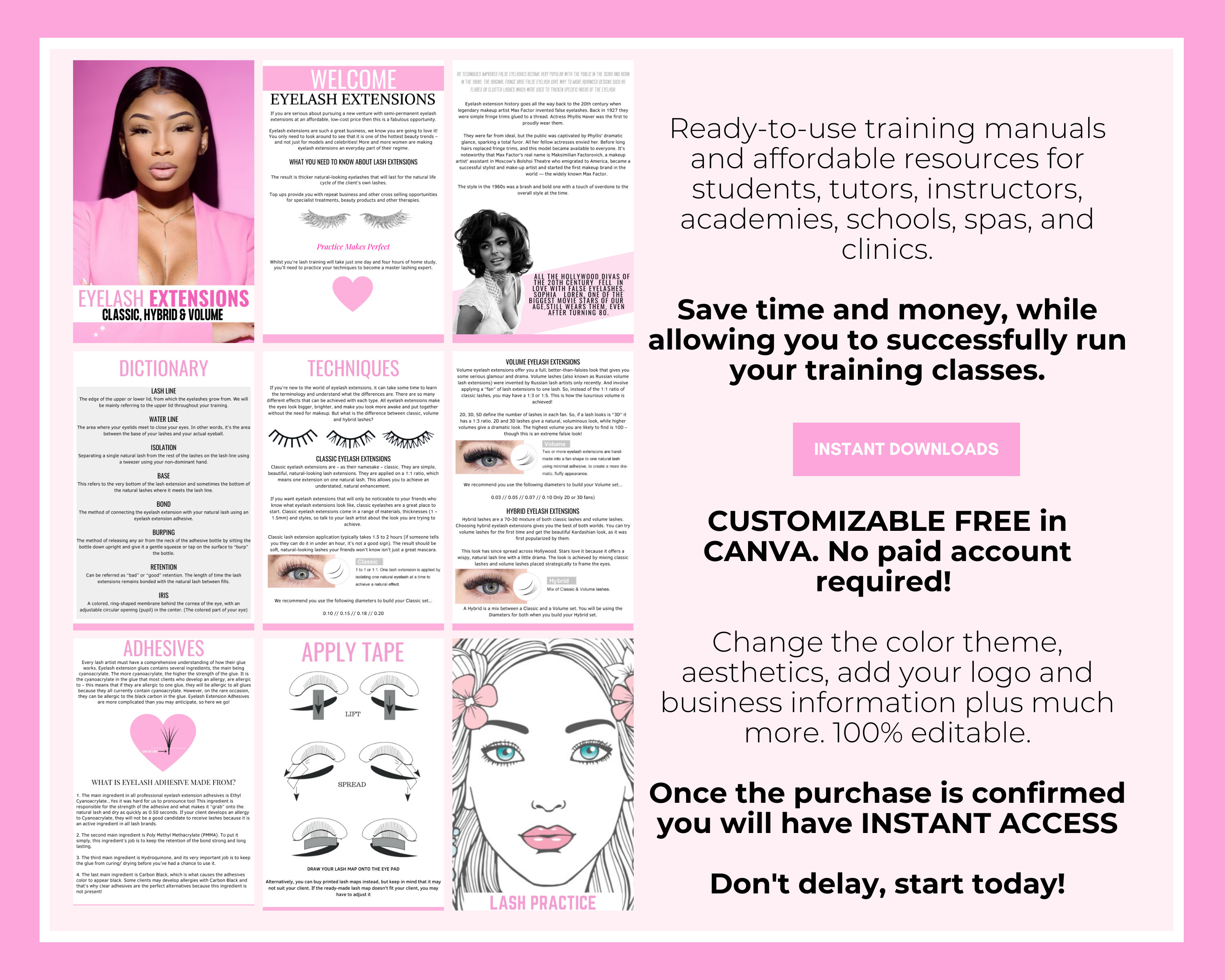 Lash Manual Custom, Canva Editable Training Manual, Classic, Volume ...
