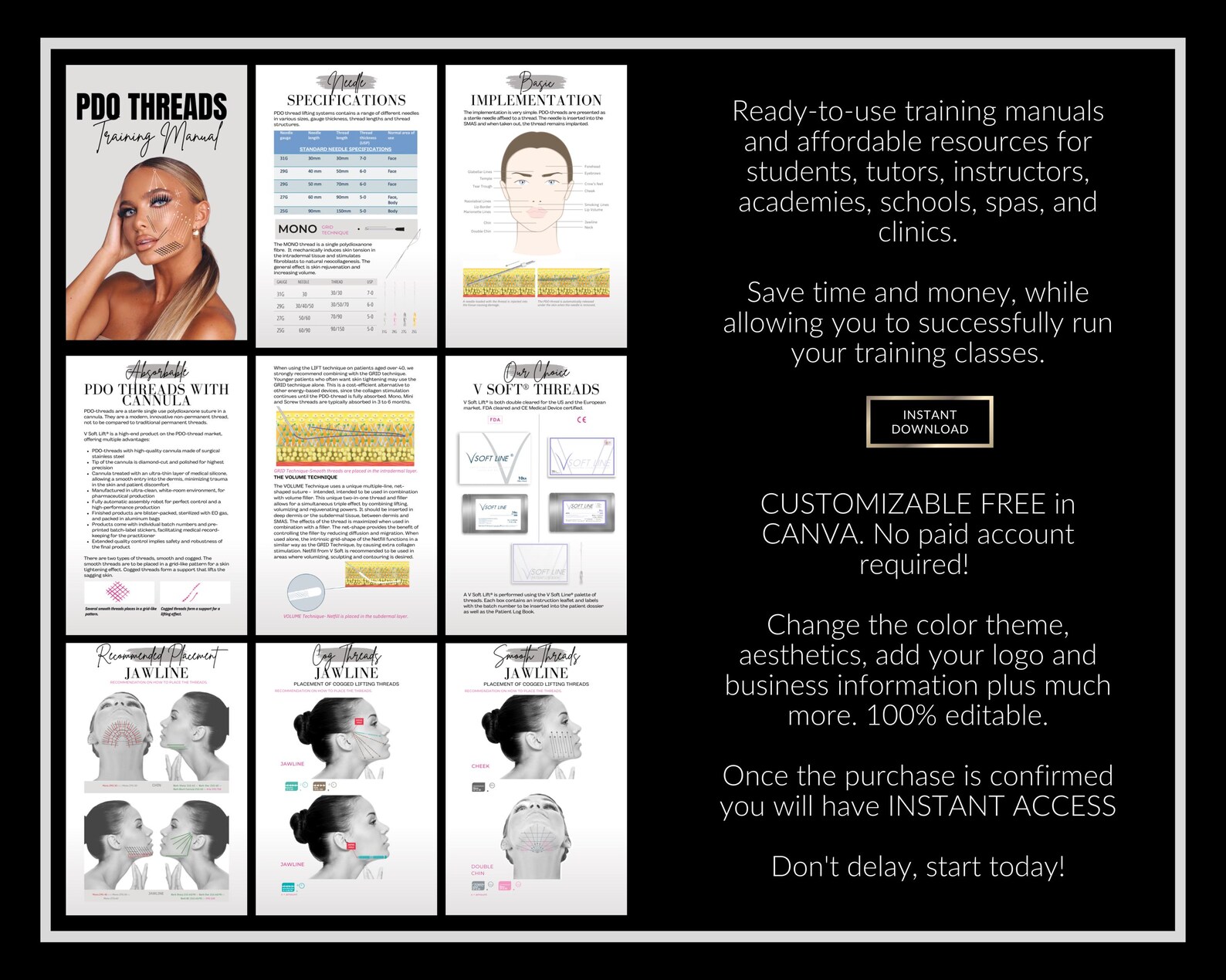 PDO Facial Threads Training Manual, Beginner Thread Lifts (editable ...