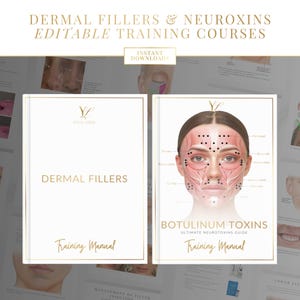 Manuales de capacitación sobre Botox y rellenos de ácido hialurónico / Guías de inyección cosmética en estética (libros electrónicos editables en Canva)