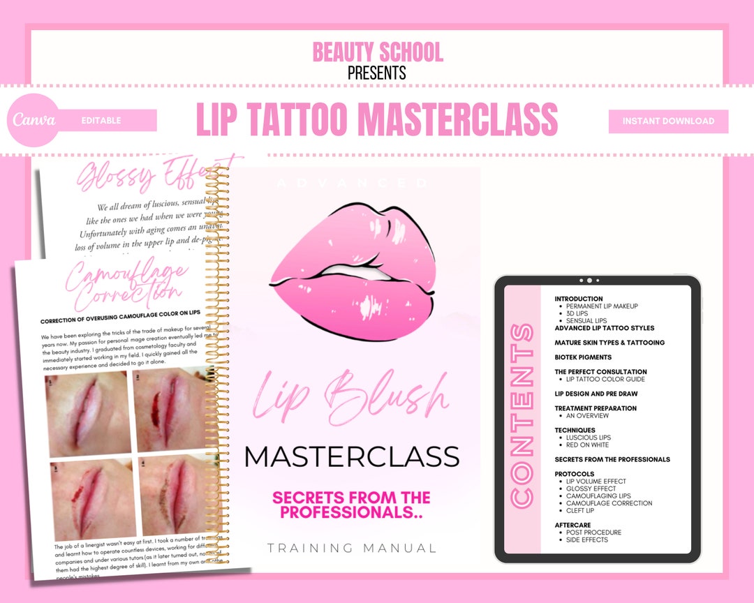 Lip Blush Manual, Consent Forms, Pink, Permanent Makeup, Waiver, Lip