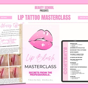 Lip Blush Manual, Consent Forms, Pink, Permanent Makeup, Waiver, Lip Tattoo, Lip blush Training, Lip Blush Guide, Intake, Edit in Canva