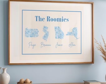 Custom Roommate Sign, Dorm prints, State print, Roommate Gift Idea, College Apartment Decor, Apartment Prints, College Prints, Dorm Decor