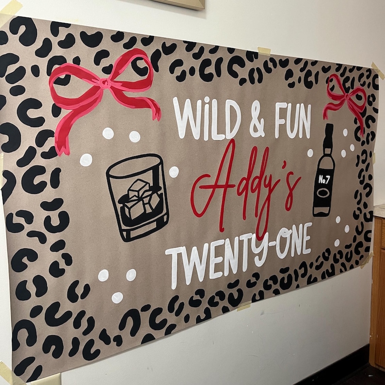 Custom painted banner, Brown paper banner, birthday banner, birthday sign, party decor, hand-painted banner, graduation, wedding, engagement image 10