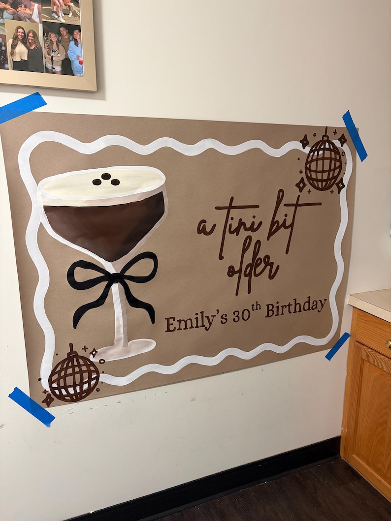 Custom painted banner, Brown paper banner, birthday banner, birthday sign, party decor, hand-painted banner, graduation, wedding, engagement image 16