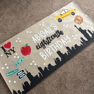 Custom painted banner, Brown paper banner, birthday banner, birthday sign, party decor, hand-painted banner, graduation, wedding, engagement image 17