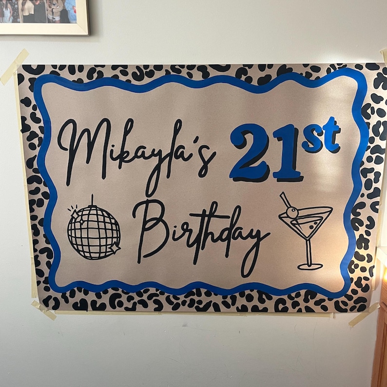 Custom painted banner, Brown paper banner, birthday banner, birthday sign, party decor, hand-painted banner, graduation, wedding, engagement image 13