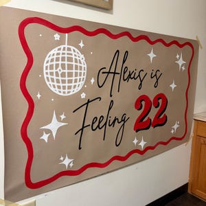 Custom painted banner, Brown paper banner, birthday banner, birthday sign, party decor, hand-painted banner, graduation, wedding, engagement image 11