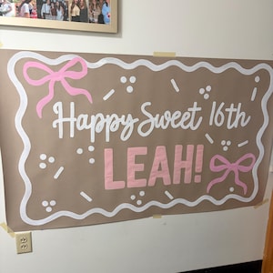 Custom painted banner, Brown paper banner, birthday banner, birthday sign, party decor, hand-painted banner, graduation, wedding, engagement image 12