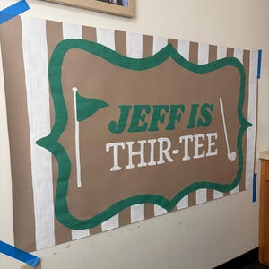 Custom painted banner, Brown paper banner, birthday banner, birthday sign, party decor, hand-painted banner, graduation, wedding, engagement image 15
