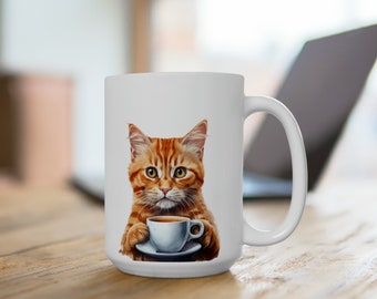 Orange Tabby Cat -  Cute Cat Mug - Cat Coffee - Cat Lover Mug - Cat Dad Mug - Funny Cat Coffee Mug