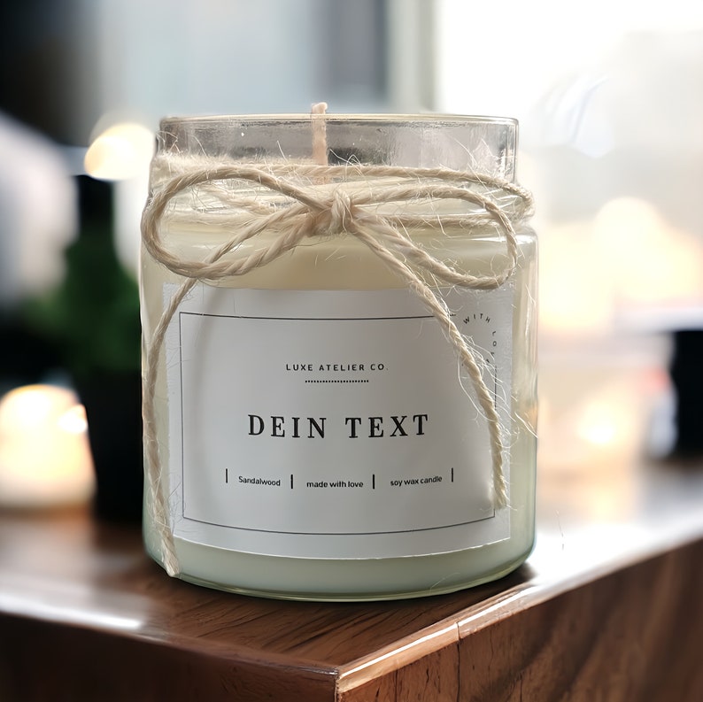 Personalisierte Duftkerze 'Wunschtext' Kerze im Glas vegan Sojawachs Custom Geschenk mit Text Geburtstagsgeschenk Muttertag Valentinstag Bild 1