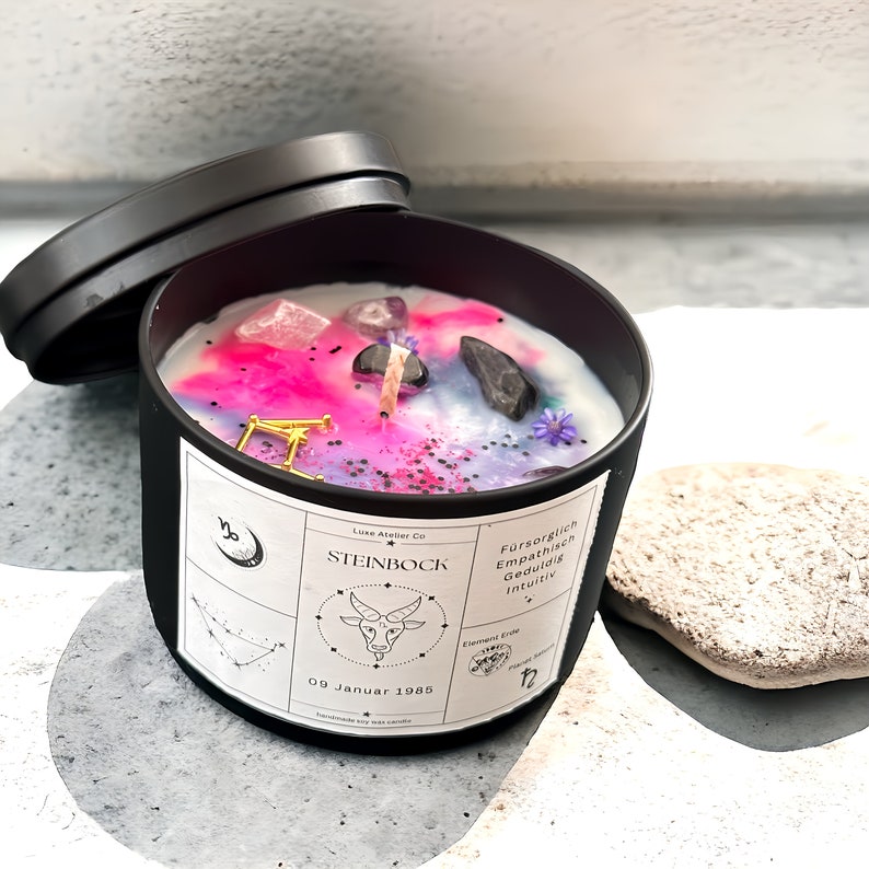 Candle Zodiac Sign Capricorn Personalized Scented Candle Birthday