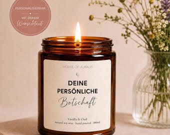 Personalized Candle with Custom Text – Scented Soy Wax Candle in Glass – Comfort Candle & Birthday Gift for Family