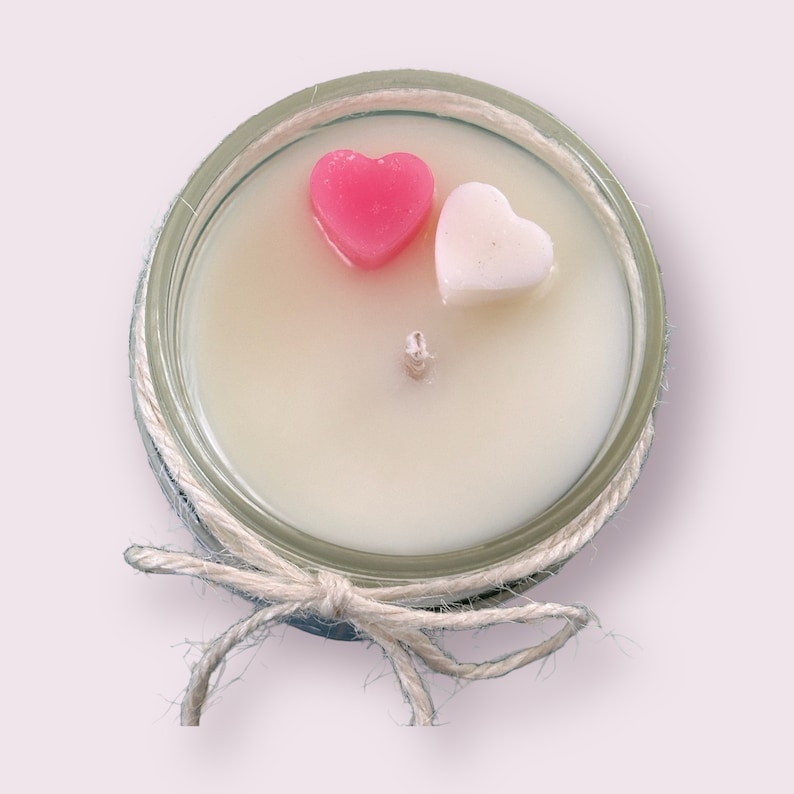 Personalisierte Duftkerze 'Wunschtext' Kerze im Glas vegan Sojawachs Custom Geschenk mit Text Geburtstagsgeschenk Muttertag Valentinstag 2 Wachsherzen