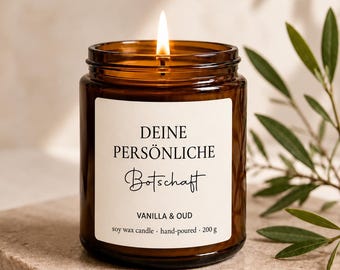 Personalisierte Kerze mit Wunschtext – Duftkerze im Glas aus Sojawachs – Trostkerze  Spruchkerze zum Geburtstag – Geschenk für Familie
