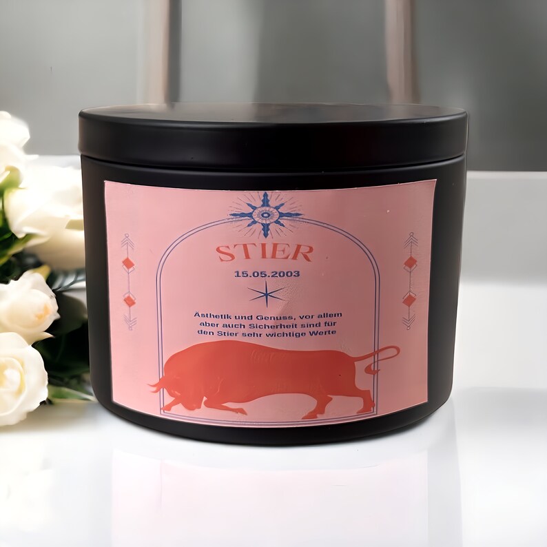 Candle Zodiac Sign Taurus Personalized Scented Candle Birthday Etsy