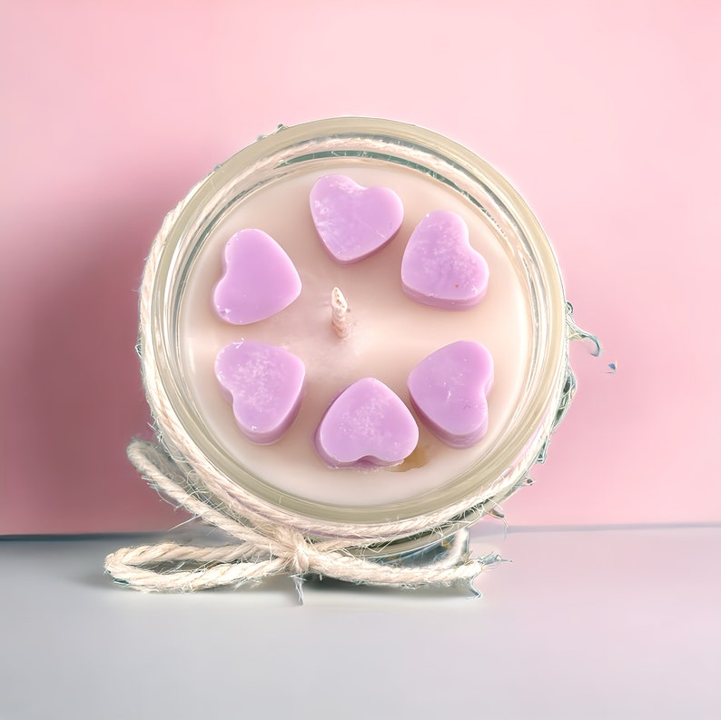 Personalisierte Duftkerze 'Wunschtext' Kerze im Glas vegan Sojawachs Custom Geschenk mit Text Geburtstagsgeschenk Muttertag Valentinstag lila Wachsherzen