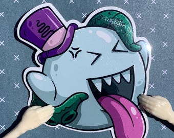 Boo Ghost Vinyl Sticker | Top Hat, Video Game Inspired