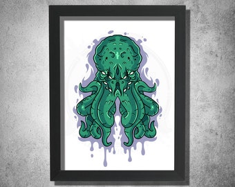 Cthulhu 8x10 Art Print: Creepy Tentacle Design