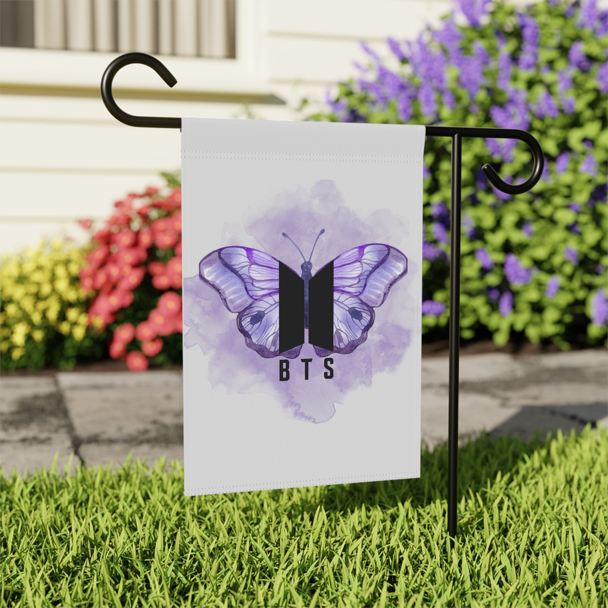 BTS Purple Butterfly Logo Purple Garden & House Banner Flag