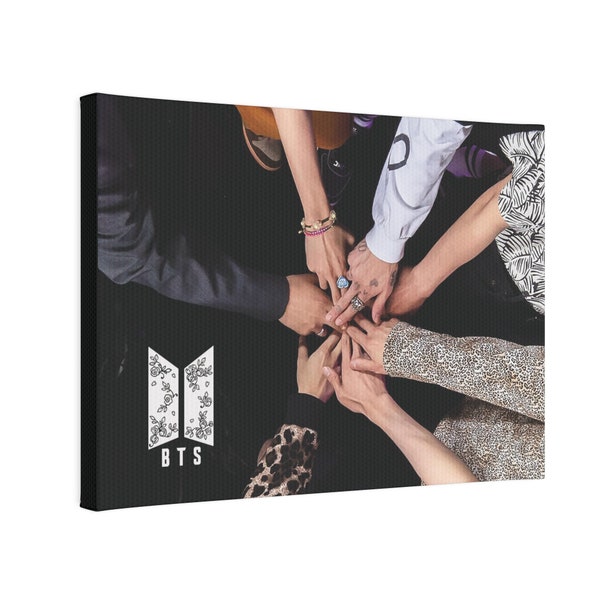 BTS OT7 Hands with Floral Logo - Canvas Photo Tile For Wall or Shelf Decor 7" x 5"