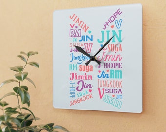 BTS Clock, Acrylic Wall Clock, Bangtan Sonyeondan Clock