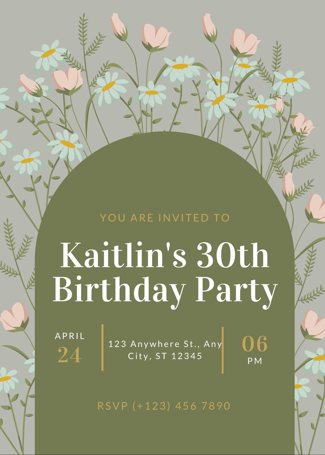Flower Birthday Party Invitation Personalized Digital Download Etsy