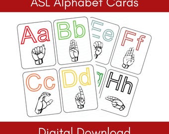 Téléchargement numérique de cartes alphabétiques de l'alphabet épelé ASL, cartes flash ASL, outils pédagogiques, éducation spécialisée, enseignant ASL, éducation des sourds