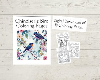 à colorier d'oiseaux de Chinoiserie | Livre de coloriage nature | Art anti-stress | Coloriage en pleine conscience | Coloriage inspirant | Coloriage fantastique