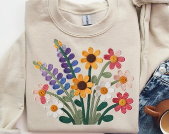 Bouquet de fleurs sauvages en faux fil 300 dpi png, bouquet floral png, clipart fleurs sauvages, clipart floral Boho, cadeau pour les amoureux des fleurs, fleurs sauvages png