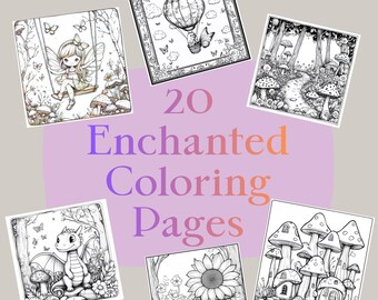 Coloriages enchantés pour enfants | Coloriage d'art populaire | Coloriage de conte de fées | Coloriage fantastique | Feuilles à colorier | Coloriage enchanté