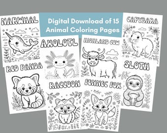 15 Animal Coloring Pages, Coloring Book Kids, Animal Coloring Book, Toddler Printable, Kids Coloring Books, Coloring Book Kids, Coloringbook
