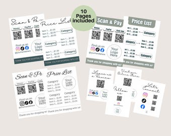 Modèle Canva de panneaux de paiement avec codes QR personnalisés pour les médias sociaux et les options de paiement, panneau de paiement, panneau de code QR personnalisé, panneau de médias sociaux