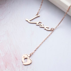 14K Gold Dainty Name Necklace, Custom Name Necklace, Personalized Name Pendant with Letter, Mothers Day Gift, Gift For Her, Gift For Mom