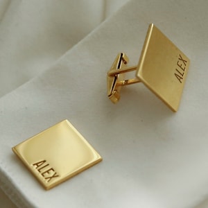 Custom Wedding Name Cufflinks, Gift for Dad, Groom Wedding Cufflinks, Cufflinks for Men, 14k Gold Cufflinks, 14k Gold Men&#39;s Jewelry