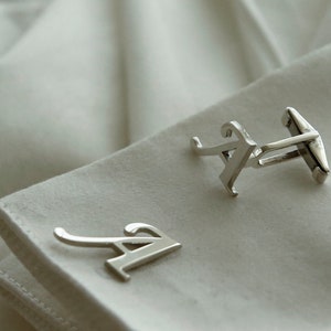 925 Silver Personalized Name Cufflinks, Gift for Dad, Groom Wedding Cufflinks, Cufflinks for Men, 14k Gold Cufflinks, Silver Men&#39;s Jewelry